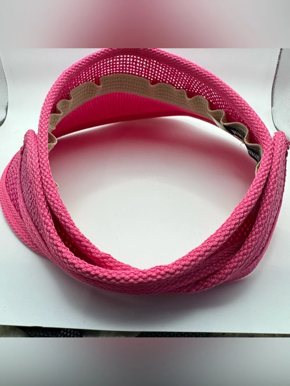Peter Grimm Pink Woven Wide Brim Roll Up Sun Visor Natural Fiber